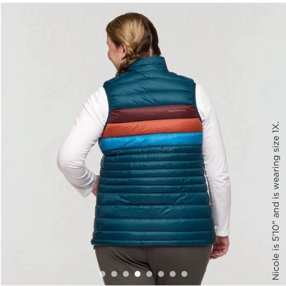 Cotopaxi Women’s XL Fuego Down Insulated Puff Vest Blue Teal Abyss Stripes NWT - Picture 7 of 13